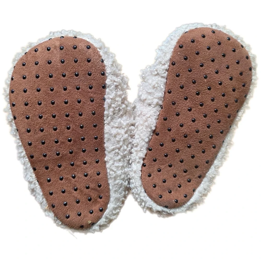 Cat & Jack Bear Sherpa Booties Slippers Baby's‎ Shoes Size 3-6 Months Cream